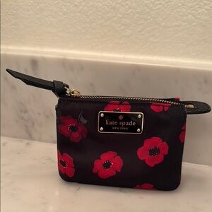 Kate Spade Black and Red Floral mini wallet